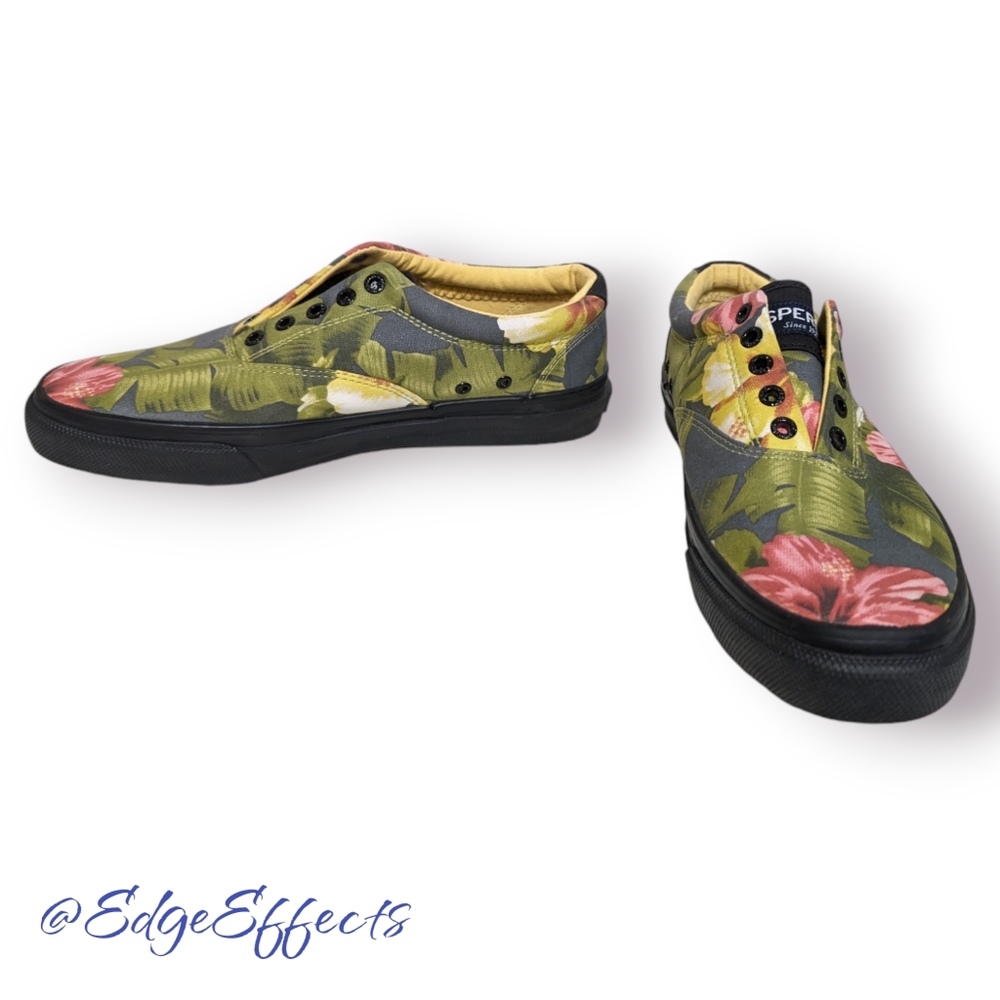 Sperry Top-Sider Striper LL CVO Hawaiian Aloha Print Shoe Size 9 NWOB